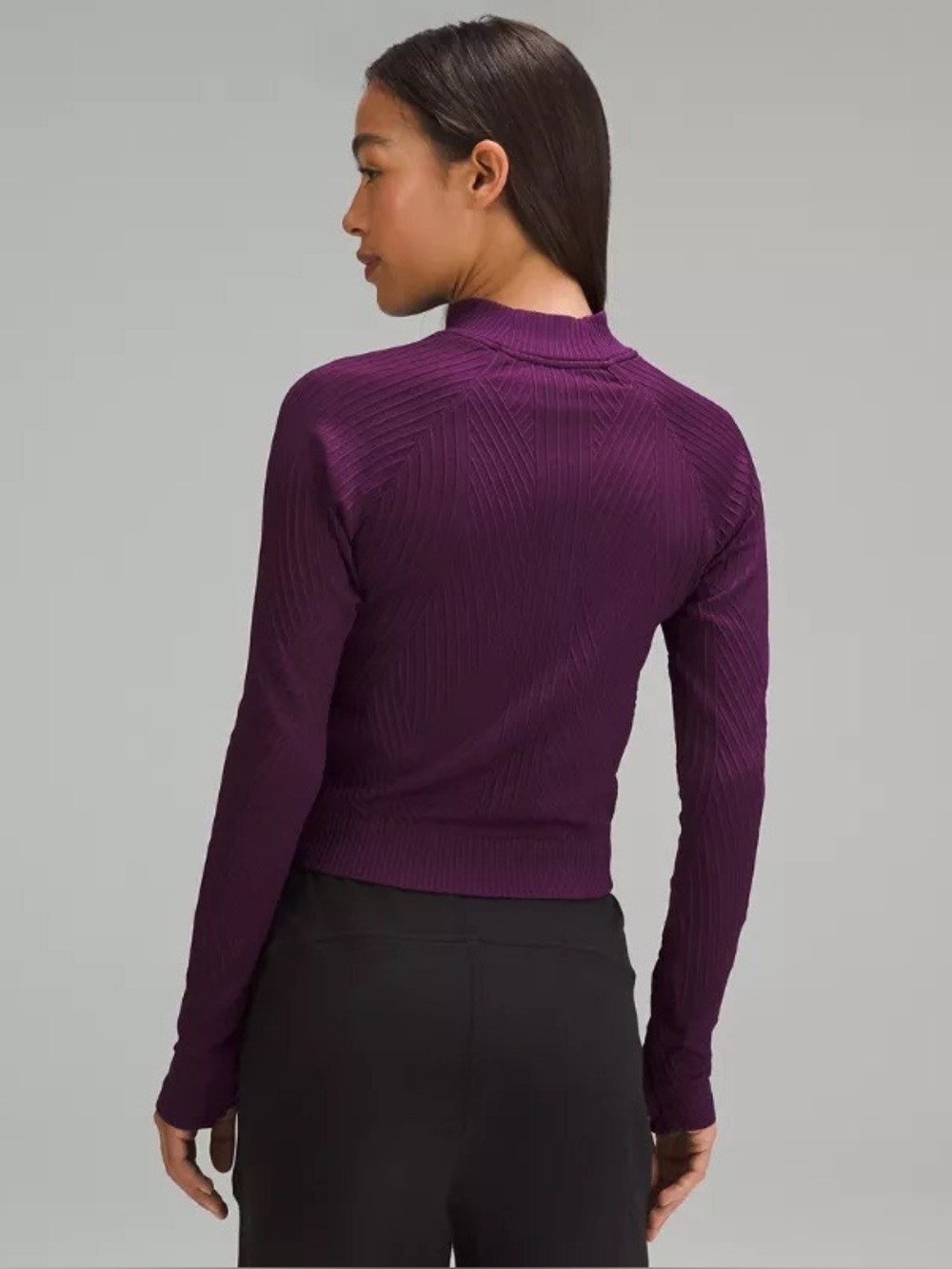 Lululemon Rest Less Cropped Quarter Half Zip Jacket Sweater Plum - Picture 2 of 11
